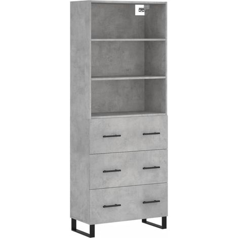 Credenza cassettiera mobile contenitore organizer cucina soggiorno salotto alto 695 x 34 x 180 cm legno ingegnerizzato grigio 020034668