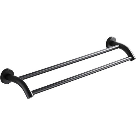 Soldes Porte-Serviettes Mural Noir, Porte-Serviettes Rond en Acier Inoxydable, Porte-Serviettes Double, Accessoires de Cuisine de Salle de Bain, 60 cm (1/5)