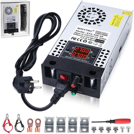 Alimentation réglable 0-60V 0-8.3A 500W Transformateur 5v 12v 24v 60v alimentation électrique pour bande LED, CCTV, imprimante 3D, radio, caméra, laboratoire (1/5)