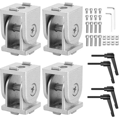Connecteur Articulé, Profilé d'aluminium Articulé Rainure 6, en Alliage de Zinc, Charnière 180 ° de Rotation, avec Levier de Serrage (2020 (4 Argent)) (1/5)