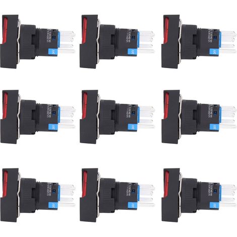 Kit de 25 interrupteurs à bouton-poussoir autobloquants momentanés carrés de 16 mm avec voyant lumineux 24VRed (1/5)
