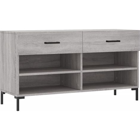Banc à chaussures bottes commode étagère meuble entrée rangement sonoma 102 x 35 x 55 cm bois d'ingénierie gris