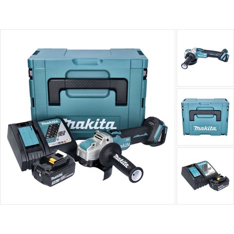 Makita DGA 521 RF1X1J Amoladora angular sin cable 18 V 125 mm X-LOCK Brushless + 1x batería recargable 3,0 Ah + cargador + Makpac (1/5)