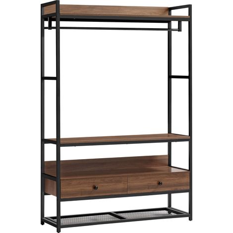 Appendiabiti in metallo MDF 180 x 120 x 40 cm effetto noce canaletto 030008138