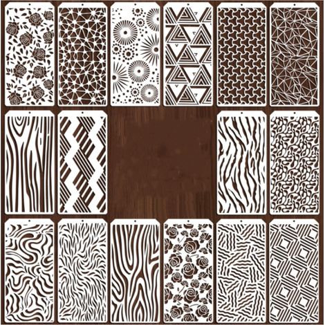 16 Pochoir, motif géométrique, brique, 22x10 cm, PET, mural, sol, meuble, bricolage(Q3 : Nouveaux produits pour le mois d'août) (1/5)