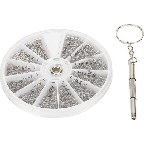 Schrauben- und Mutternsortiment, 600-teilig, Uhrenglas-Reparaturset für kleine Schrauben und Muttern mit Schraubendreher M1, M1,2, M1,4, M1,6 (1/5)