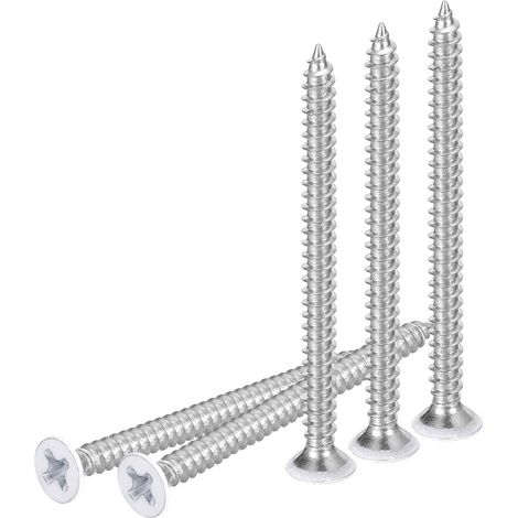 100Pcs Vis À Bois À Tête Plate 6x2" Blanc En Acier Inoxydable 304 (1/5)