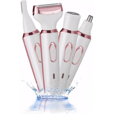 Rasoir Électrique Femme - Tête Rasage Visage Tondeuse Sourcils Nez Bikini - Étanche IPX7 Rechargeable USB - 4 Têtes (1/5)
