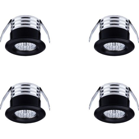 [NEVER USED] Set of 4 mini recessed LED spotlights, 3 W, warm white black