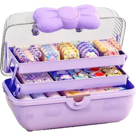 Aufbewahrungsbox für Haargummis mit Griff,Organizer für Haaraccessoires,Geeignet für Mädchen,Etui für Haaraccessoires und Schmuck (1/5)