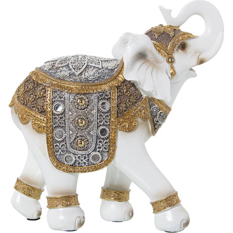 Figurine Résine Éléphant Blanc/Or 24X11X25 Cm (1/3)