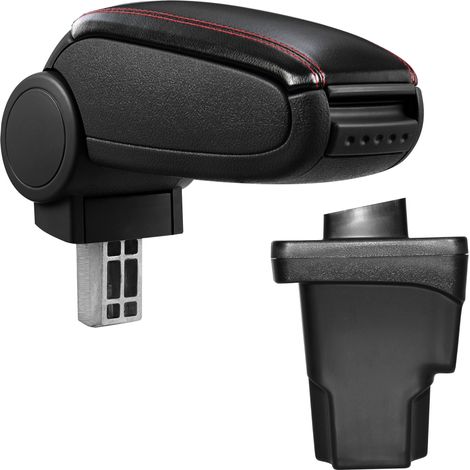 [pro.tec] Bracciolo centrale - Poggiabraccio con vano portaoggetti - imbottito - in similpelle - nero con cucitura rossa - Seat Leon III (Tipo 5F) (1/5)