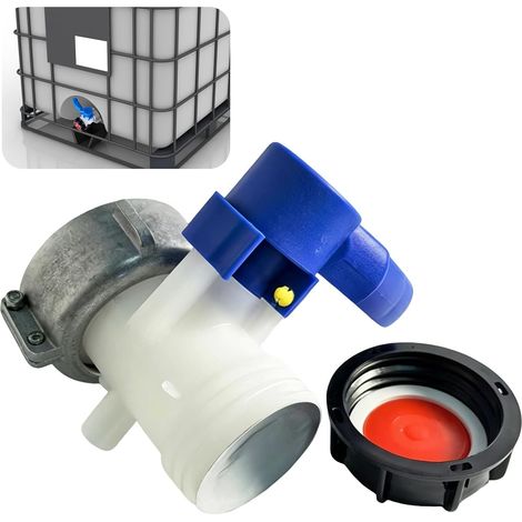 Robinet Cuve 1000L Adaptateur Cuve 1000L DN50 (75mm), Raccord de Cuve IBC, Valve de vidange et connecteur Papillon, Connecteur Fileté pour Conteneur Chimique/Eau (A) (1/5)