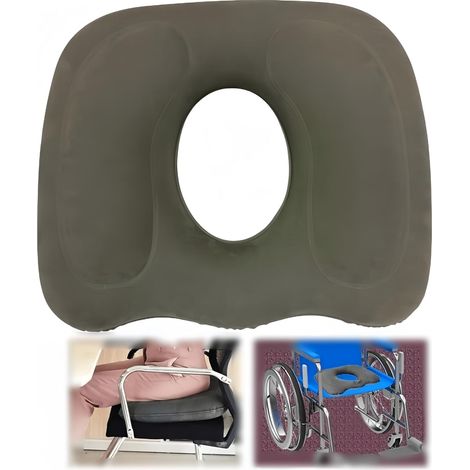 Coussin de fesses orthopédique - Coussin de siège gonflable - Coussin d'assise gonflable - Coccyx - Coussin d'assise pour escarres - Hémorroïdes - Gris (1/5)