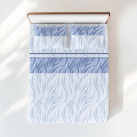 Completo Lenzuola Curve Blu - Design Moderno 100% Cotone Naturale - Traspirante e Lavabile - Made in Italy 1 PIAZZA E MEZZA (1/4)