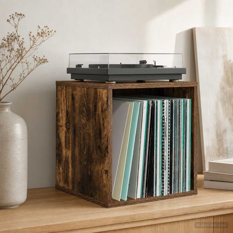 vidaXL Boîte d'albums vinyles 2 pc Chêne fumé 37 x 36,5 x 38 cm (1/4)