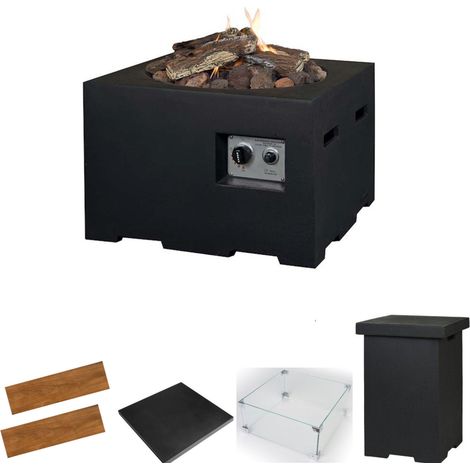 Happy Cocooning Mania Feuertisch Komplettset 19,5 kW quadratisch 76x76x46 cm schwarz (1/5)