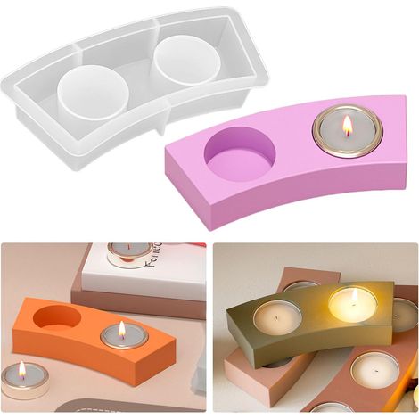 Bougeoir en silicone pour béton - Moule en silicone - Résine époxy - Bougeoir - Moule à bougie - Moule en résine (1/5)
