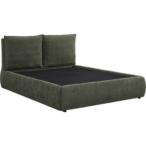 Lit coffre en tissu bouclette vert olive 180x200 cm mely (1/4)