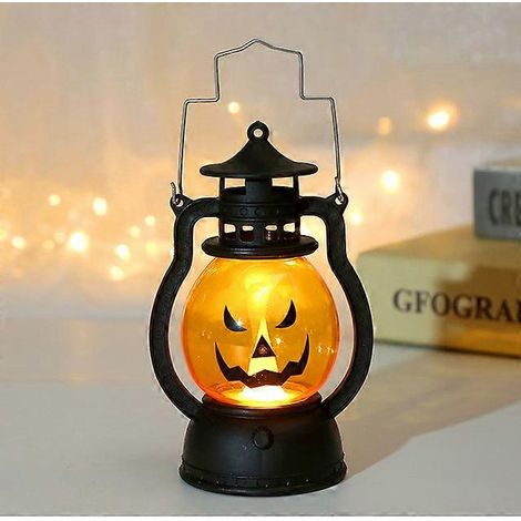 Lanterne citrouille suspendue LED d'Halloween, lampe fantôme, petite lampe à huile rétro, décoration pour fête d'Halloween, accessoires d'horreur.