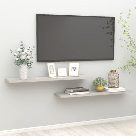 Estante flotante pared 2 uds MDF gris hormigón 120x23,5x3,8 cm vidaXL