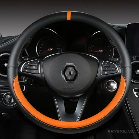 Housse de volant en cuir PU (ORAGE O SHAPE) compatible avec Renault Captur, Duster, Megane 2/3, Clio, Logan, Laguna 2, Kadjar et Scenic 2. Accessoires auto. (1/5)