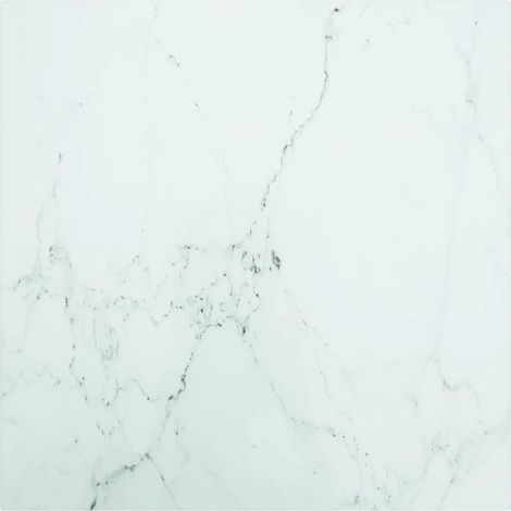 Dessus de table, Plateau De Table Blanc 60x60cm 6mm Verre trempé et design marbre LKF24356 (1/5)