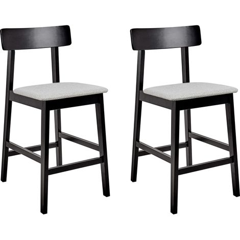 Set di 2 sedie da bar con seduta imbottita in legno nero e grigio Isanti (1/5)