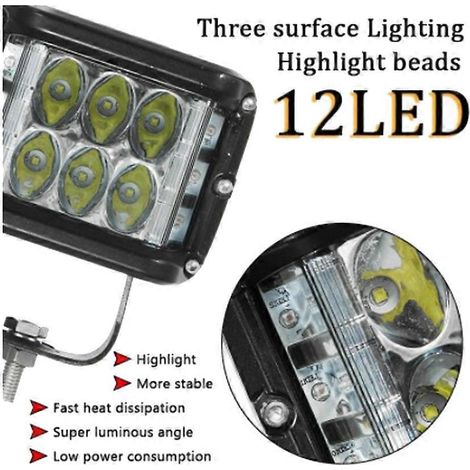 Projecteur de travail triple éclairage latéral pour voiture, plafonnier, feu clignotant, phare, projecteur, stroboscope, LED, fournitures automobiles DD (1/5)