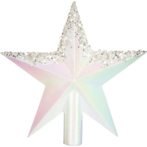Paris Prix - Cimier étoile Gouttes colorama 22cm Blanc Irisé
