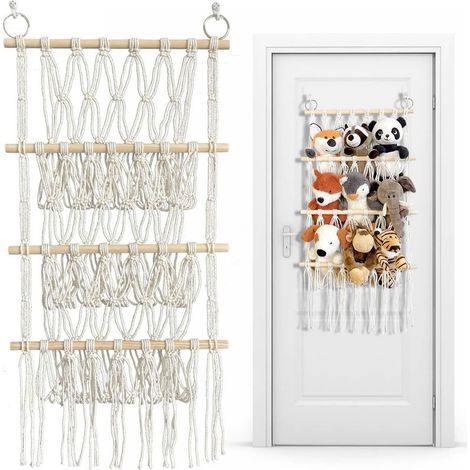 Filet À Jouets À 4 Niveaux, Rangement Pour Peluches, Rangement Gain De Place Pour Chambres D'enfants, Blanc (1/5)