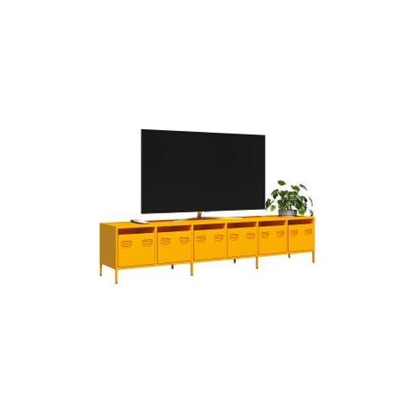 Meuble TV jaune moutarde 202x39x43,5 acier laminé à froid (1/5)