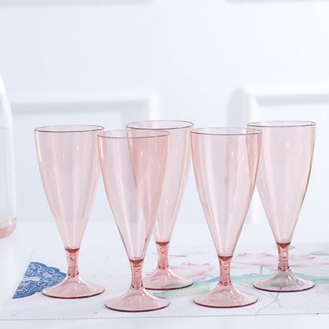 Flûte À Champagne - Set De 5 Verres Intégrés Dans Une Bouteille De Stockage - En PS Transparent - Pour Fête Pique-Nique Et Camping (1/5)