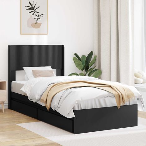 vidaXL Estructura de cama con almacenamiento y cabecero Negro (1/5)