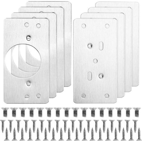 8 Pièces Plaques de Réparation Charnière Armoire, Inoxydable Charnière Porte Placard, 9 × 4.7 cm avec 48 Vis Kit de Réparation Meuble, Plaque Reparation Porte Placard, Hinge Repair Kit (1/5)