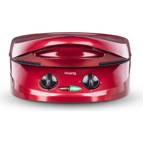 Four Appareil a tarte express HKoeNIG - TRT180 -  a Pizza - Multicuiseur Multifonction - Température jusqu'a 210°C - Rouge - 18
