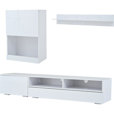 Set de meubles pour la salle à manger et le salon, avec un meuble vitrine (set complet). Meuble de style Mediawand, incluant un panneau pour le téléviseur, des étagères pour les objets de valeur (1/5)