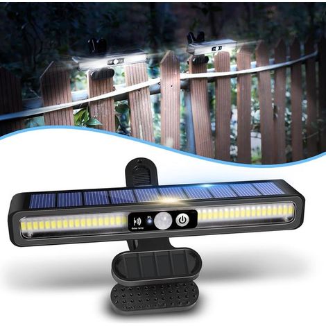 1 Stück Solar Bewegungsmelder Klemmleuchte 36 LEDs 6000 K Wasserdicht Tragbar für Zaun, Garage & Camping (1/5)