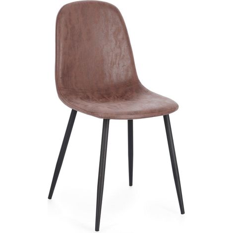 Sedia Irelia con struttura seduta e schienale in compensato, per arredo interno 52,5 x 42,5 x h 90 cm -Cognac / Confezione da 2 pezzi (1/4)