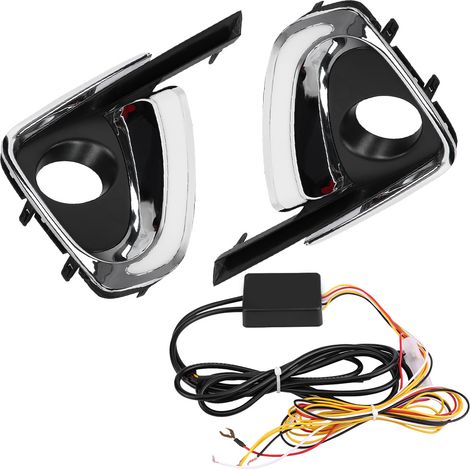 1 paire de feux diurnes de voiture clignotant 2 couleurs DRL LED antibrouillard pour Toyota Fortuner 15-17 (1/5)