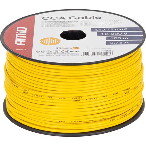 Cavo unipolare giallo CCA 1x0,75mm2 100m 3,75A 12/230V amio-04447 (1/5)