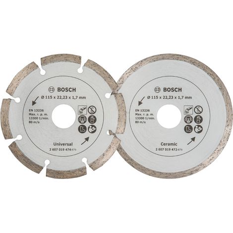 Bosch Diamanttrennscheiben für Fliesen und Baumaterial, Ø 115 mm