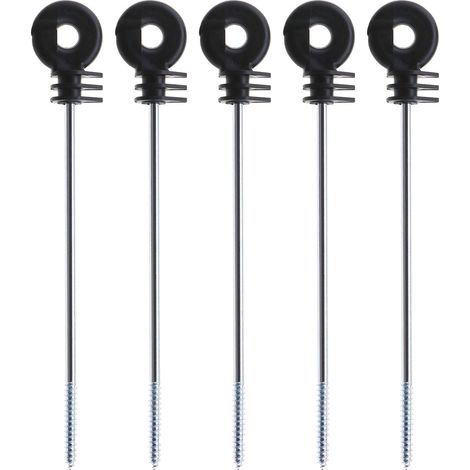 Lot de 30 anneaux de clôture isolants à visser pour faible impédance durable prairie ferme électrique poteau en bois noir (1/5)