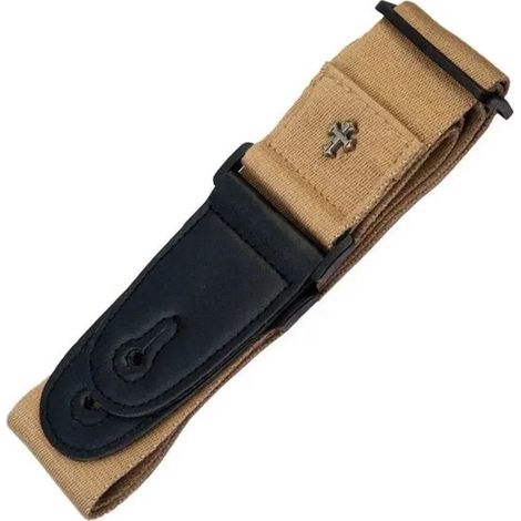 Sangle de guitare haut de gamme pour guitare acoustique, électrique et basse - Avec porte-médiator - Sangle réglable - Kaki 90-155 cm (1/5)
