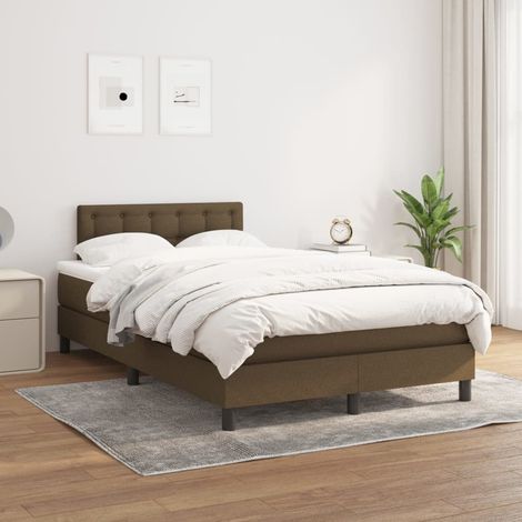 Lit Adulte - Lit à sommier tapissier avec matelas- Lit double - Meuble de Chambre à Coucher Marron foncé 120x200 cm CNIS6531964 (1/5)