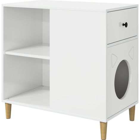 Maison pour chat Blanc Brillant 72 x 42.5 x 70 cm (1/5)