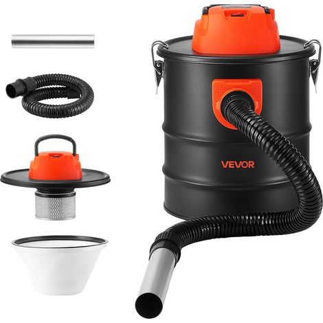 VEVOR Aspiradora de Cenizas 15 L 1200 W Limpiador de Chimeneas de Acero, con Doble Filtración, Filtro HEPA, Manguera de 0,8 m y Función de Soplado para Estufas de Pellets, Leña, Parrillas y Patios (1/5)