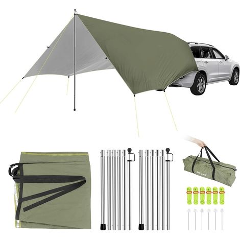 Auvent de Voiture étanche pour Camping, Van et Bus Voile d'ombrage pratique, fourni avec barre de tente. Convient aux sorties en plein air et aux déplacements. (1/5)