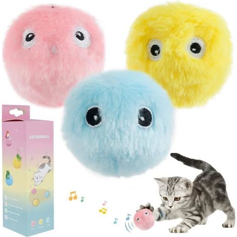 Relax love Jouet pour Chat interactif, avec Les cris des Oiseaux, Grenouilles et grillons, Balles pour Chats en Peluche (3pcs) (1/4)