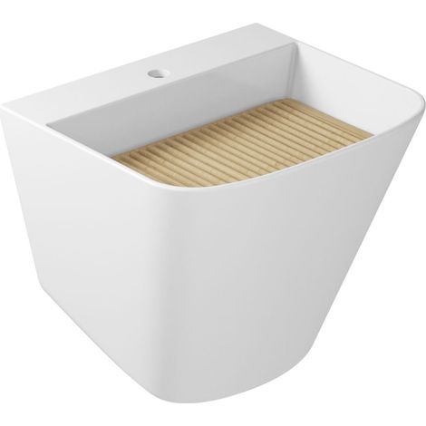 Lavatoio MEG11 monoforo cm. 55x47 in ceramica bianco lucido di